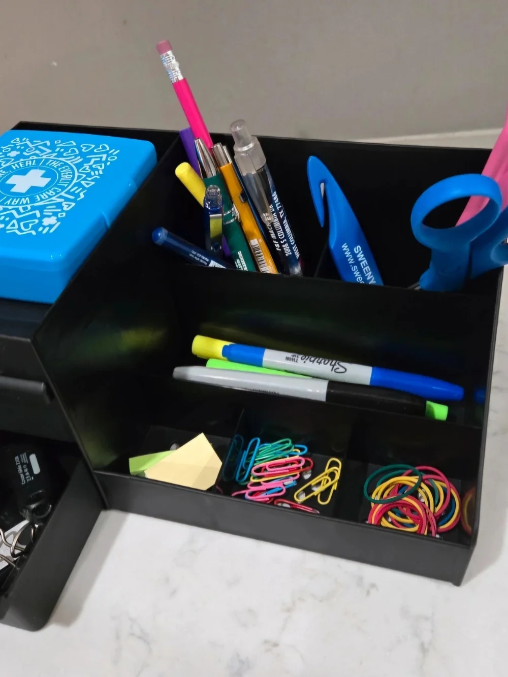 Black Jewelry and Accessory Organizer with Divided Compartments